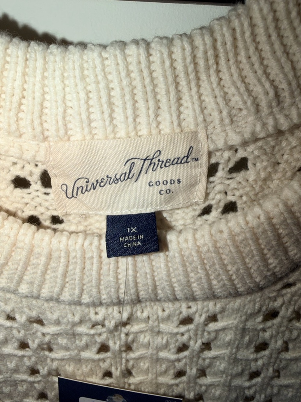 NWT Universal Thread Cream Open Knit Sweater Vest size 1X - Picture 3 of 8